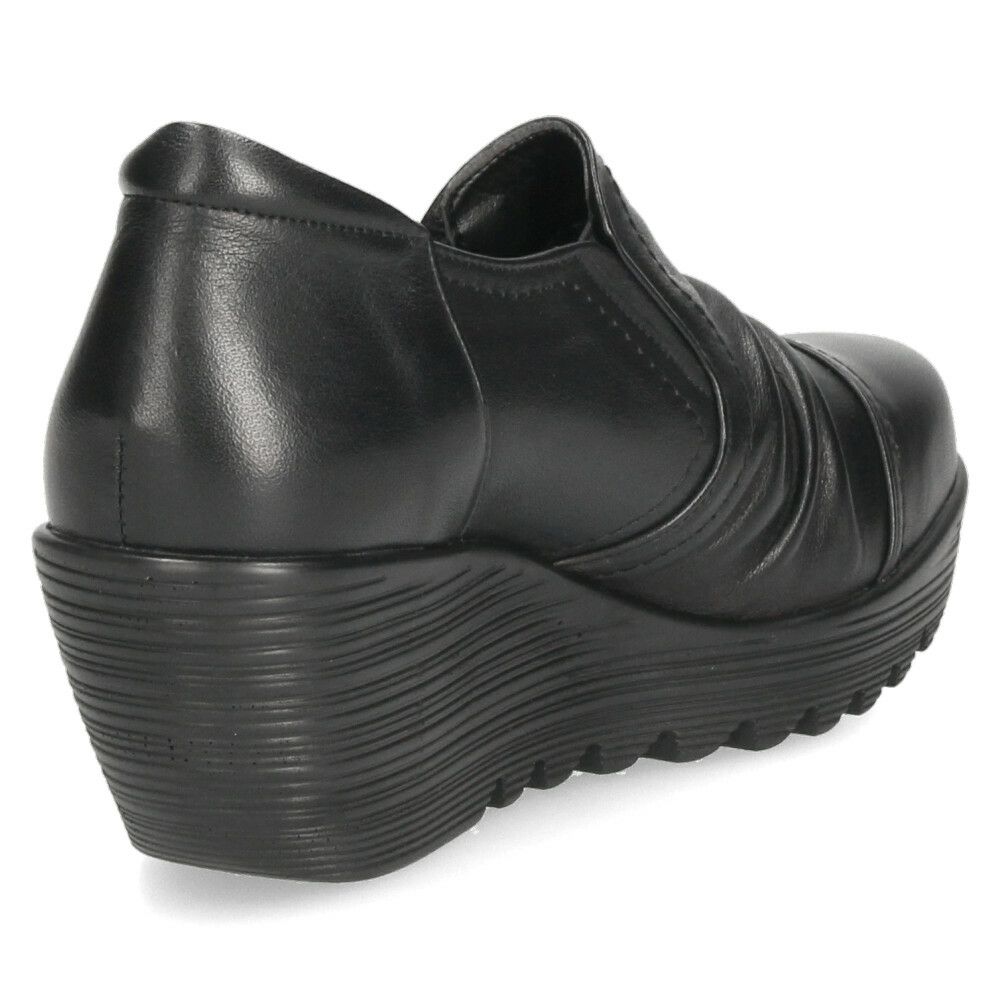 スリッポン レディース レザー 厚底 パンプス 履きやすい 靴 幅広 3E 黒 茶色 ウェッジソール 本革 ブラック ブラウン 日本製 ニコ 3992 NICO