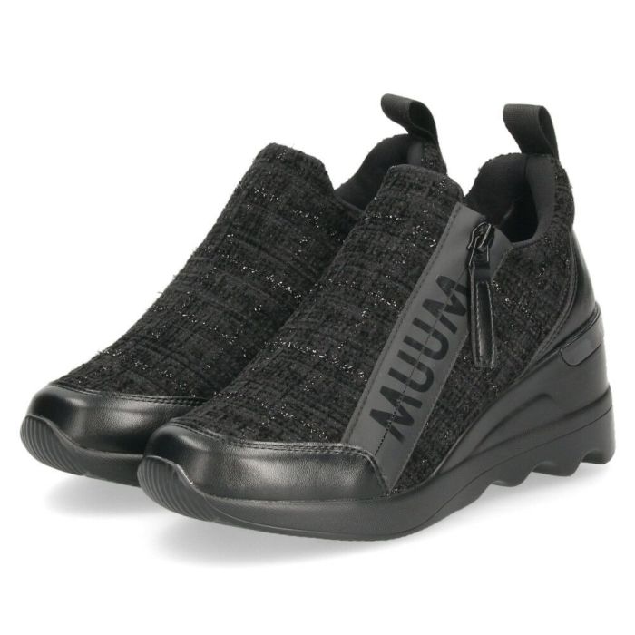 ウエッジソールスニーカー  レディース カジュアルシューズ 厚底 スニーカー ファスナー付き 美脚 おしゃれ スポーティー カジュアル 靴 MUUMファスナーウエッジソールスニーカー ムーム MUUM WX2105