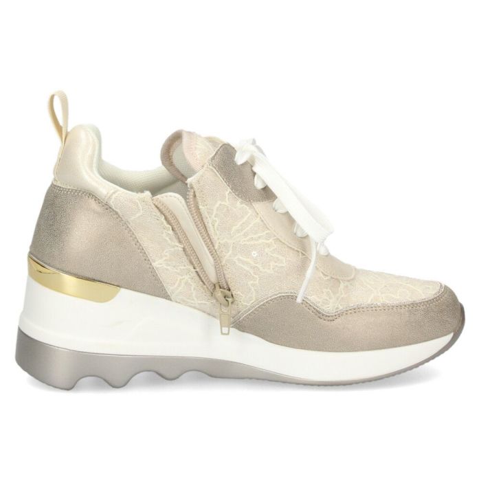 スニーカー レディース ウェッジソール 厚底 カジュアルシューズ おしゃれ かわいい 靴ひも ジッパー 履きやすい 黒 ブラック ベージュ レースアップ ムーム WX2106 MUUM