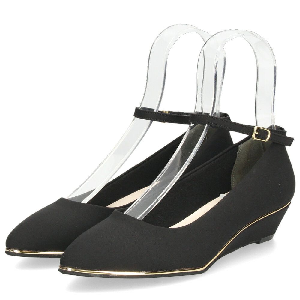 パンプス 疲れない ストラップ ウェッジソール パーティー 結婚式 黒 ブラック オフィス おしゃれ きれいめ 上品 ヒール アンクルストラップ 25004 Parade