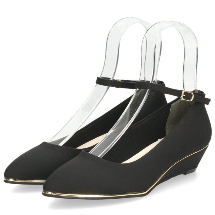 パンプス 疲れない ストラップ ウェッジソール パーティー 結婚式 黒 ブラック オフィス おしゃれ きれいめ 上品 ヒール アンクルストラップ 25004 Parade