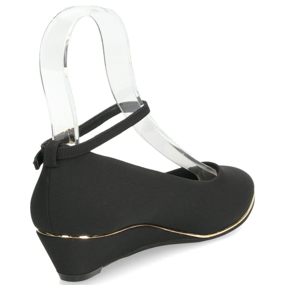 パンプス 疲れない ストラップ ウェッジソール パーティー 結婚式 黒 ブラック オフィス おしゃれ きれいめ 上品 ヒール アンクルストラップ 25004 Parade