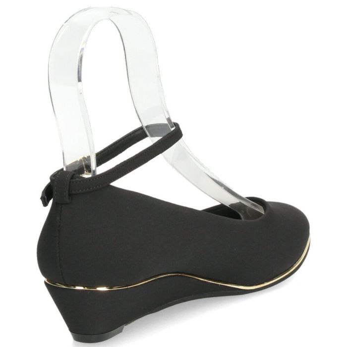 パンプス 疲れない ストラップ ウェッジソール パーティー 結婚式 黒 ブラック オフィス おしゃれ きれいめ 上品 ヒール アンクルストラップ 25004 Parade