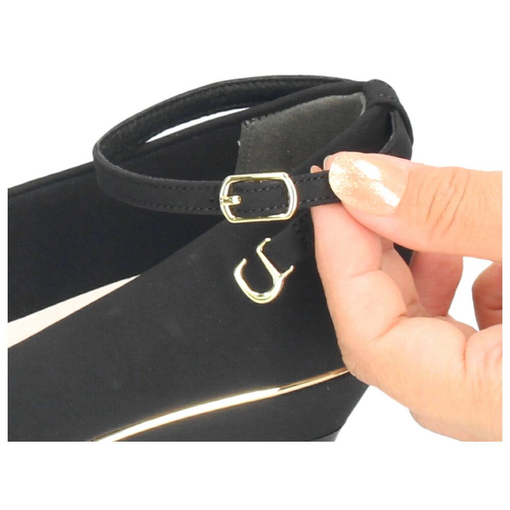 パンプス 疲れない ストラップ ウェッジソール パーティー 結婚式 黒 ブラック オフィス おしゃれ きれいめ 上品 ヒール アンクルストラップ 25004 Parade