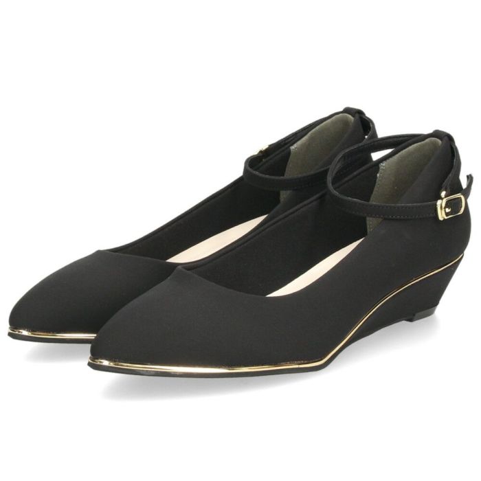 パンプス 疲れない ストラップ ウェッジソール パーティー 結婚式 黒 ブラック オフィス おしゃれ きれいめ 上品 ヒール アンクルストラップ 25004 Parade