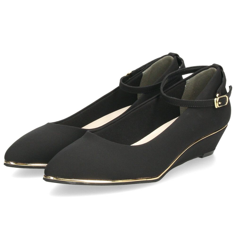 パンプス 疲れない ストラップ ウェッジソール パーティー 結婚式 黒 ブラック オフィス おしゃれ きれいめ 上品 ヒール アンクルストラップ 25004 Parade