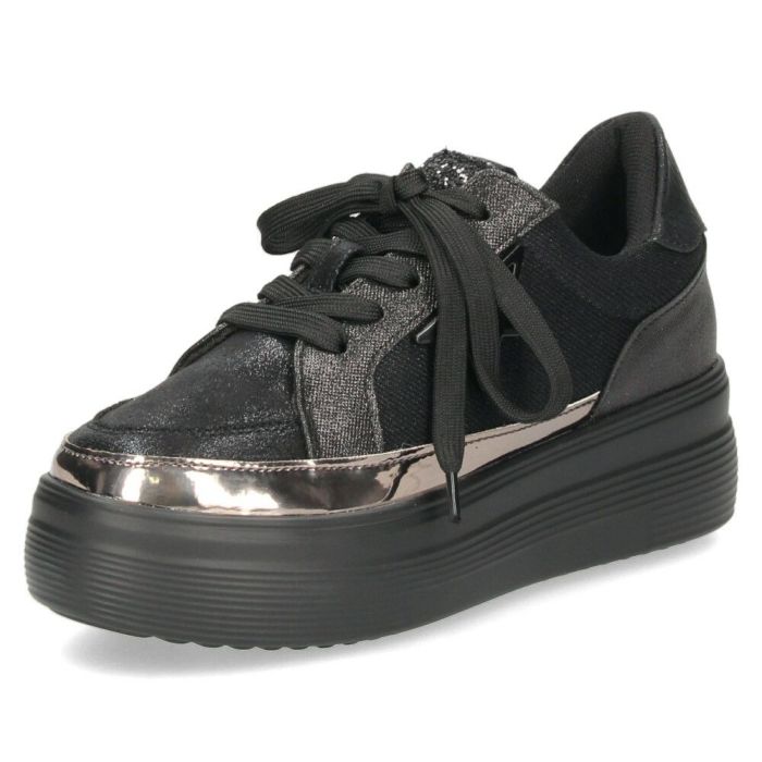 レディース 厚底スニーカー カジュアルシューズ グリッター メタリック ブラック シルバー ブルー ムーム WX1802 MUUM