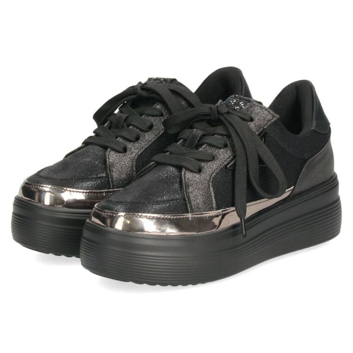 レディース 厚底スニーカー カジュアルシューズ グリッター メタリック ブラック シルバー ブルー ムーム WX1802 MUUM