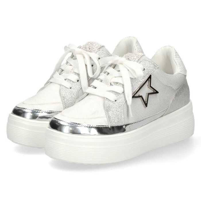 レディース 厚底スニーカー カジュアルシューズ グリッター メタリック ブラック シルバー ブルー ムーム WX1802 MUUM