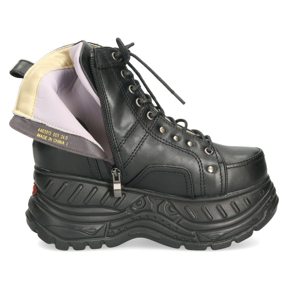 ヨースケ 厚底 スニーカー 黒 ブーツ レディース 靴 ゆったり 3E 幅広 レースアップ シューズ ファスナー付き 4460013 ブラック YOSUKE