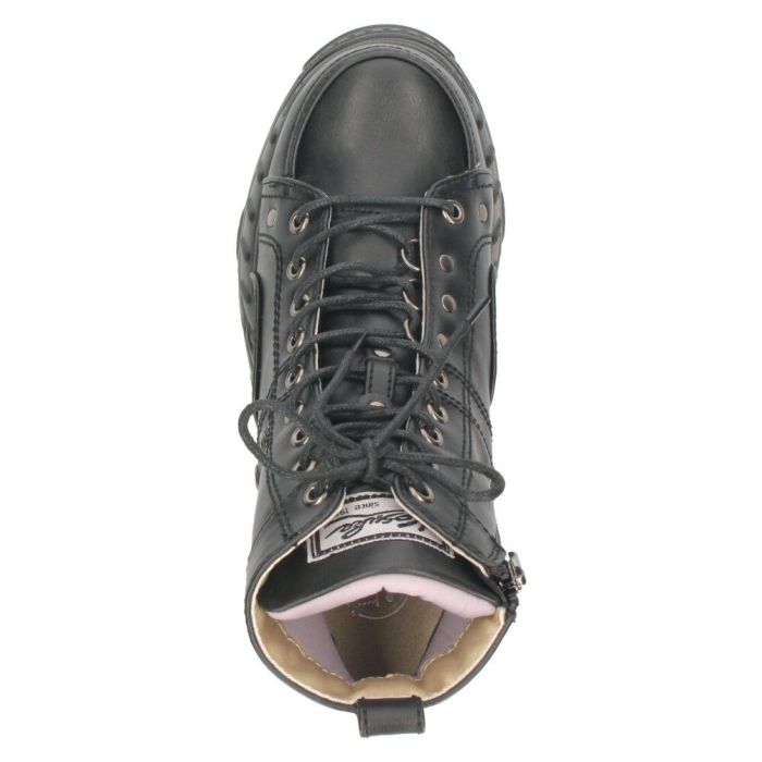 ヨースケ 厚底 スニーカー 黒 ブーツ レディース 靴 ゆったり 3E 幅広 レースアップ シューズ ファスナー付き 4460013 ブラック YOSUKE