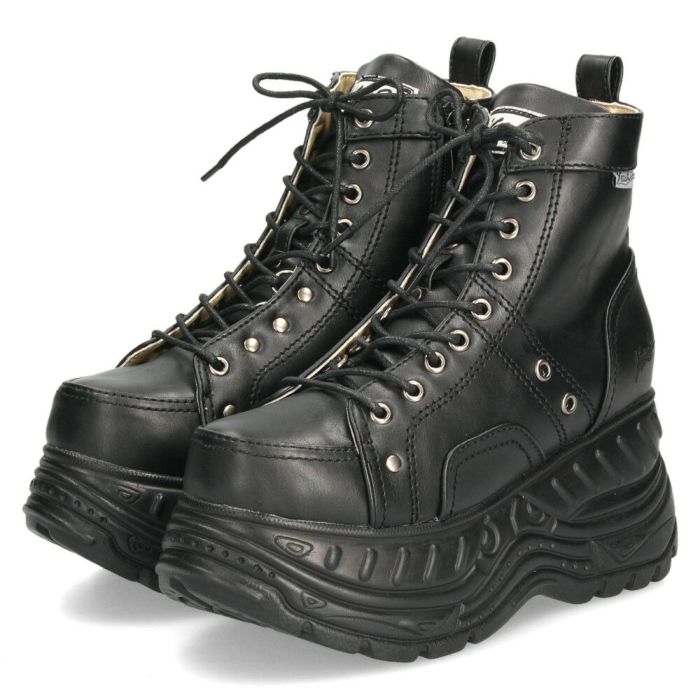 ヨースケ 厚底 スニーカー 黒 ブーツ レディース 靴 ゆったり 3E 幅広 レースアップ シューズ ファスナー付き 4460013 ブラック YOSUKE