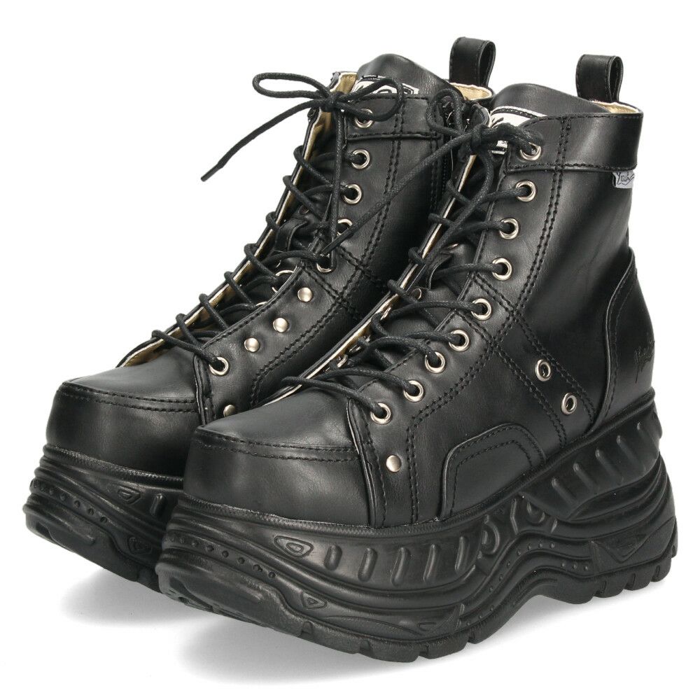 ヨースケ 厚底 スニーカー 黒 ブーツ レディース 靴 ゆったり 3E 幅広 レースアップ シューズ ファスナー付き 4460013 ブラック YOSUKE