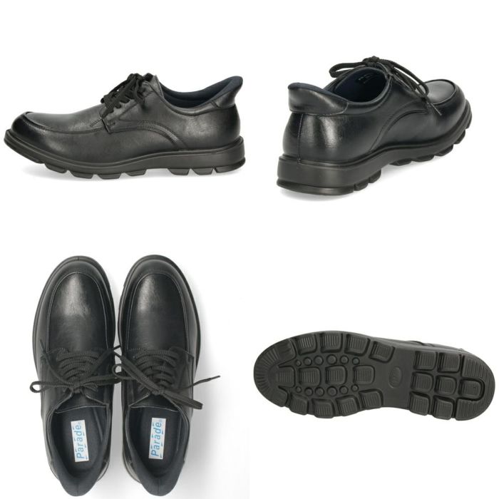 手を使わずに履ける靴 メンズ シューズ カジュアル 防水 本革 スリッポン ハンズフリー 履きやすい 歩きやすい 黒 ブラック 仕事 通勤 オフィスカジュアル Parade 楽すぽっ 97080 97081