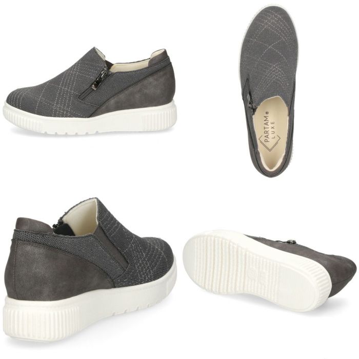 レディース スリッポン 軽量 スニーカー 疲れない 黒 カジュアル シューズ ブラック グレー チョコレート ブラウン 靴 パータム リュクス 40031 PARTAM LUXE