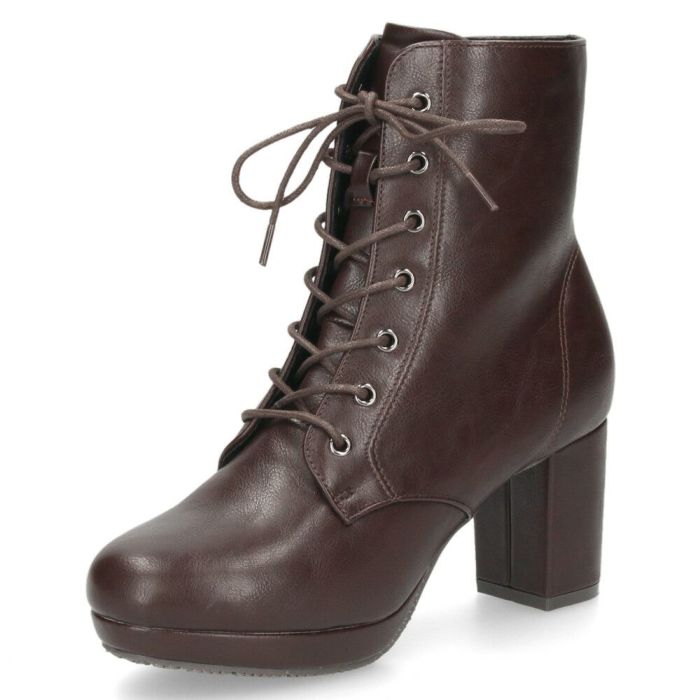 ショートブーツ レディース レースアップ チャンキーヒール サイドジップ ダークブラウン ブラック ZN8001 グランドフルール grandfleur