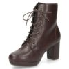 ショートブーツ レディース レースアップ チャンキーヒール サイドジップ ダークブラウン ブラック ZN8001 グランドフルール grandfleur