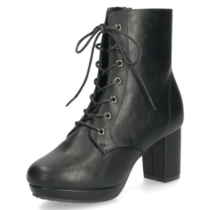 ショートブーツ レディース レースアップ チャンキーヒール サイドジップ ダークブラウン ブラック ZN8001 グランドフルール grandfleur