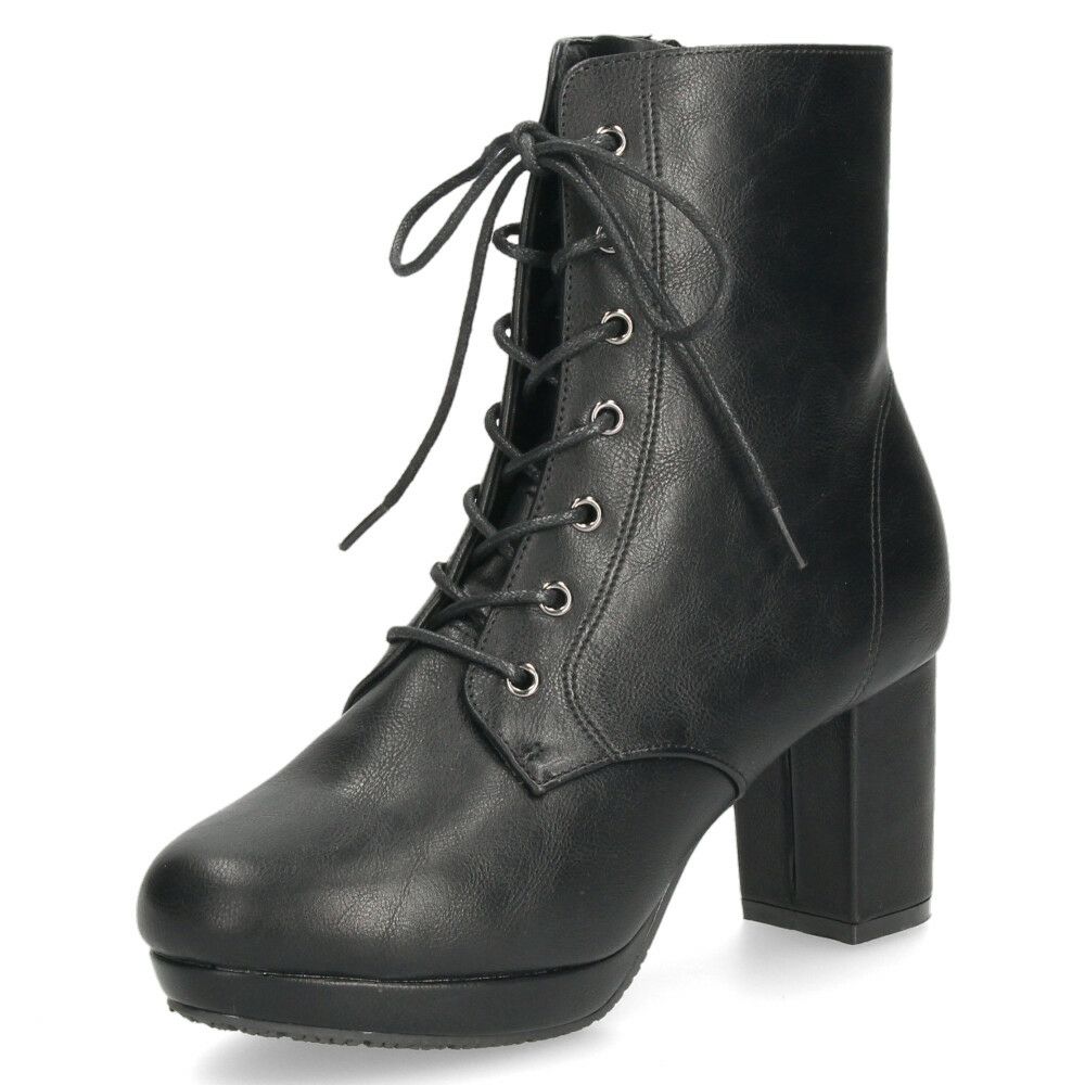 ショートブーツ レディース レースアップ チャンキーヒール サイドジップ ダークブラウン ブラック ZN8001 グランドフルール grandfleur