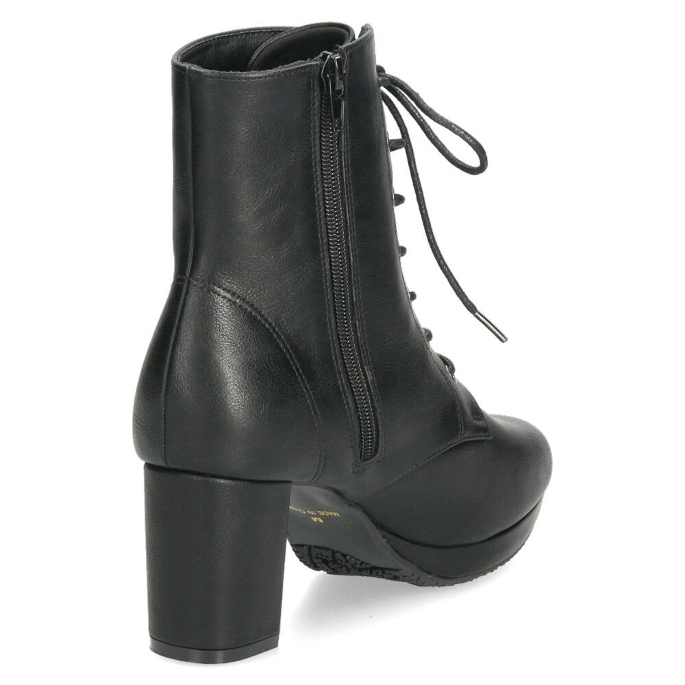 ショートブーツ レディース レースアップ チャンキーヒール サイドジップ ダークブラウン ブラック ZN8001 グランドフルール grandfleur