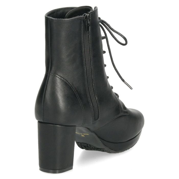 ショートブーツ レディース レースアップ チャンキーヒール サイドジップ ダークブラウン ブラック ZN8001 グランドフルール grandfleur