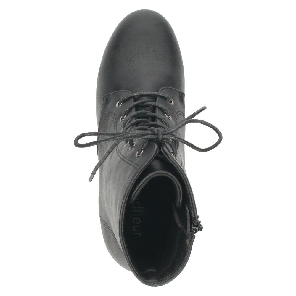 ショートブーツ レディース レースアップ チャンキーヒール サイドジップ ダークブラウン ブラック ZN8001 グランドフルール grandfleur