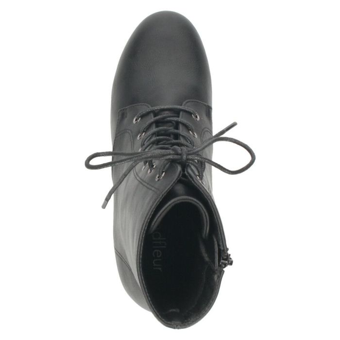 ショートブーツ レディース レースアップ チャンキーヒール サイドジップ ダークブラウン ブラック ZN8001 グランドフルール grandfleur