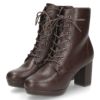 ショートブーツ レディース レースアップ チャンキーヒール サイドジップ ダークブラウン ブラック ZN8001 グランドフルール grandfleur