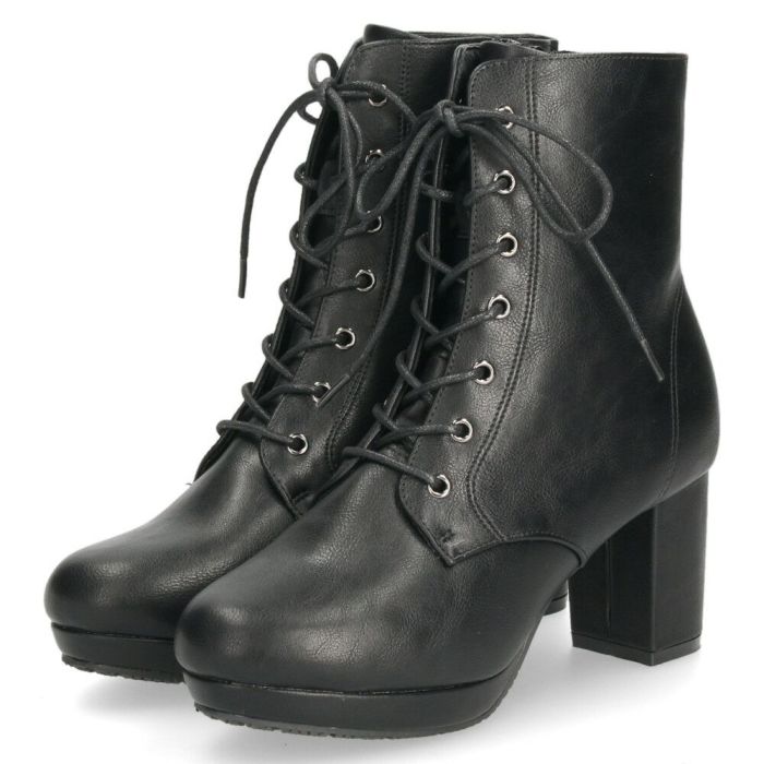 ショートブーツ レディース レースアップ チャンキーヒール サイドジップ ダークブラウン ブラック ZN8001 グランドフルール grandfleur