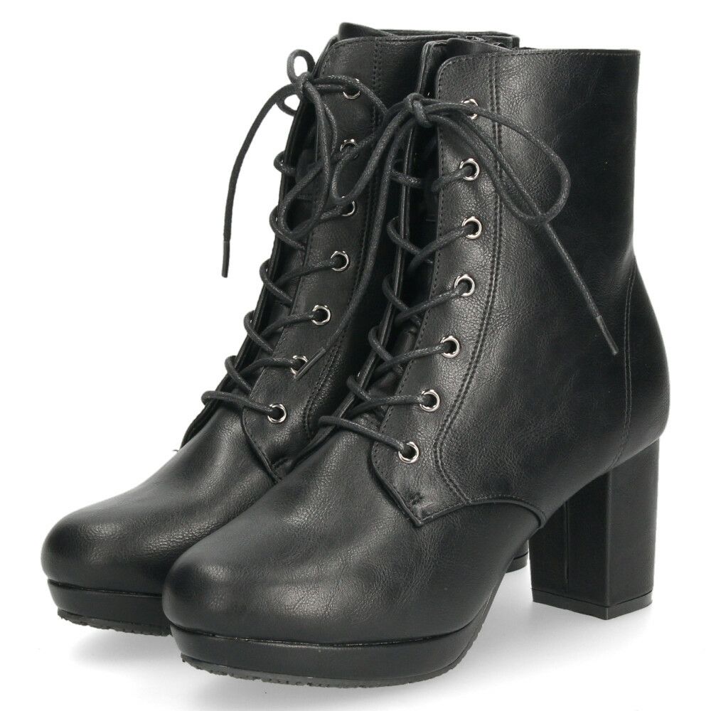 ショートブーツ レディース レースアップ チャンキーヒール サイドジップ ダークブラウン ブラック ZN8001 グランドフルール grandfleur