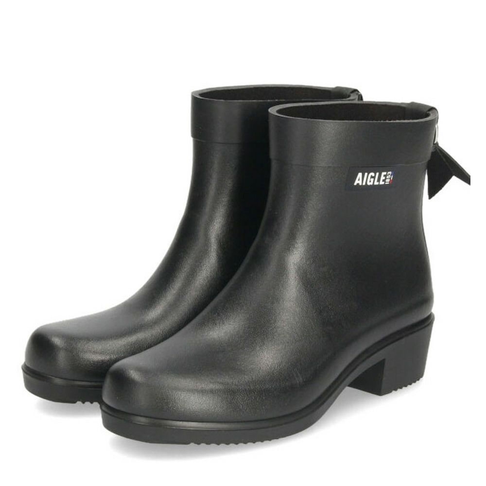 エーグル レインブーツ レディース ショート アンクル丈 長靴 ヒール 黒 防水 ミリカ ボッティロン ラバーブーツ AIGLE ZZFNB28 ノワール マリン
