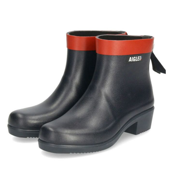 エーグル レインブーツ レディース ショート アンクル丈 長靴 ヒール 黒 防水 ミリカ ボッティロン ラバーブーツ AIGLE ZZFNB28 ノワール マリン