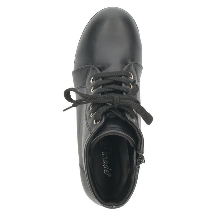 レディース ブーツ 黒 レースアップ 厚底 ファスナー付き ショートブーツ 靴 ブラック 7826 Parade