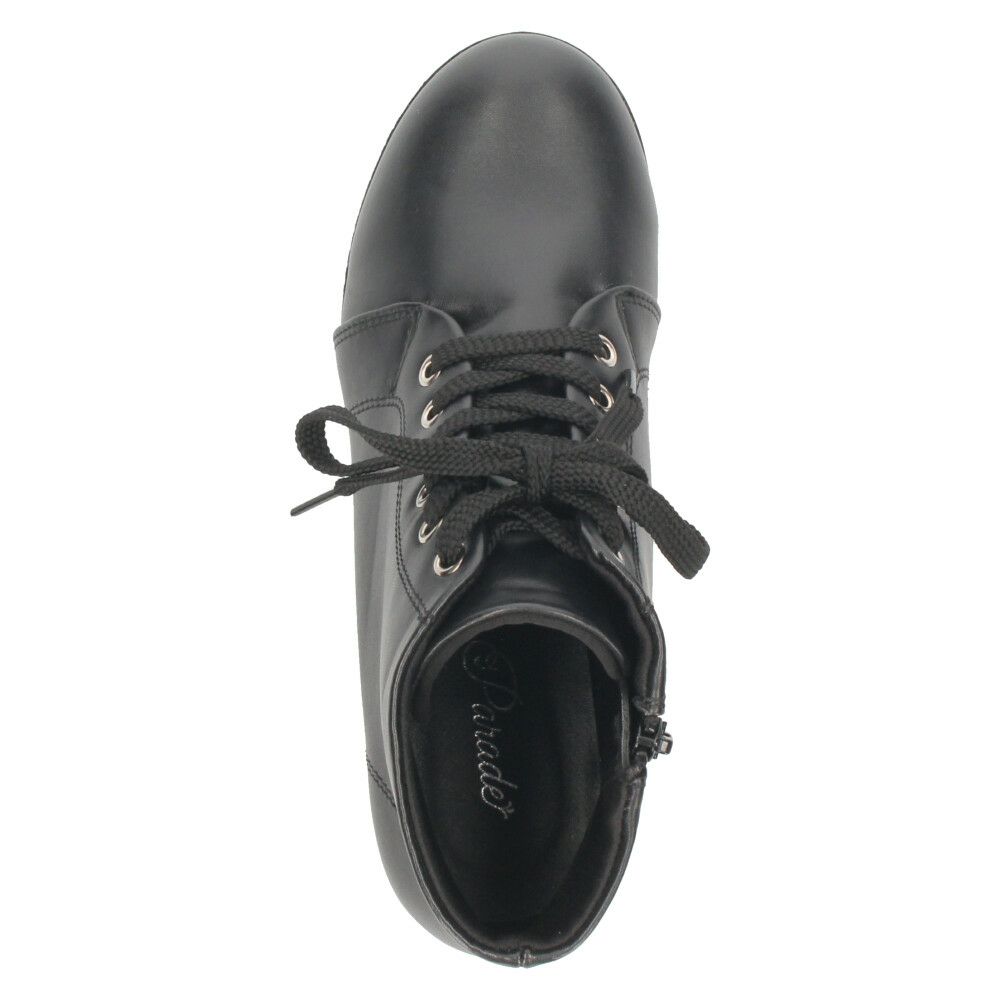 レディース ブーツ 黒 レースアップ 厚底 ファスナー付き ショートブーツ 靴 ブラック 7826 Parade