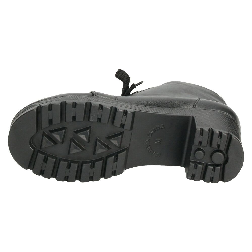 レディース ブーツ 黒 レースアップ 厚底 ファスナー付き ショートブーツ 靴 ブラック 7826 Parade