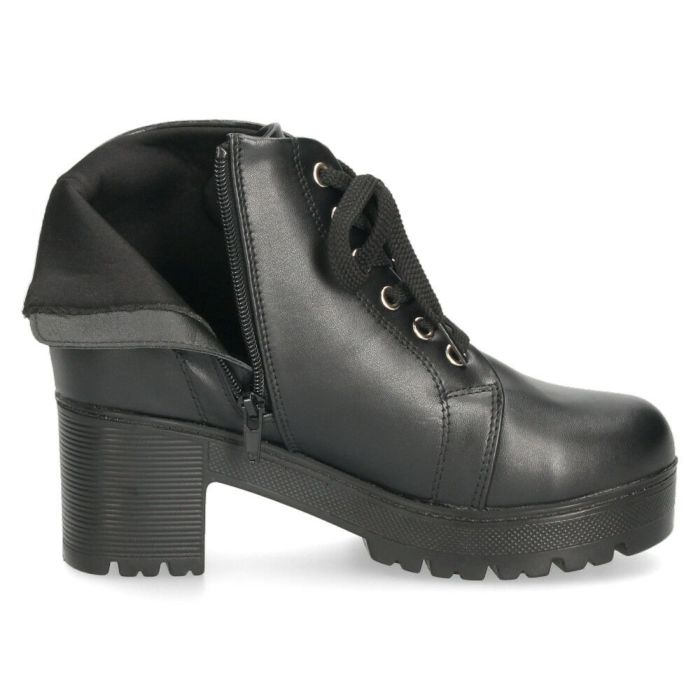 レディース ブーツ 黒 レースアップ 厚底 ファスナー付き ショートブーツ 靴 ブラック 7826 Parade