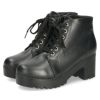 レディース ブーツ 黒 レースアップ 厚底 ファスナー付き ショートブーツ 靴 ブラック 7826 Parade