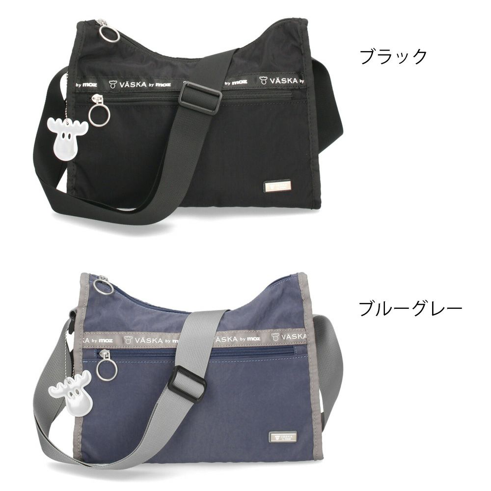 VASKA by moz モズ ショルダーバッグ レディース バッグ 斜め掛け 軽量 ナイロン 撥水 ファスナー付き 小さめ 黒 VZNS-01 ヴェスカバイモズ