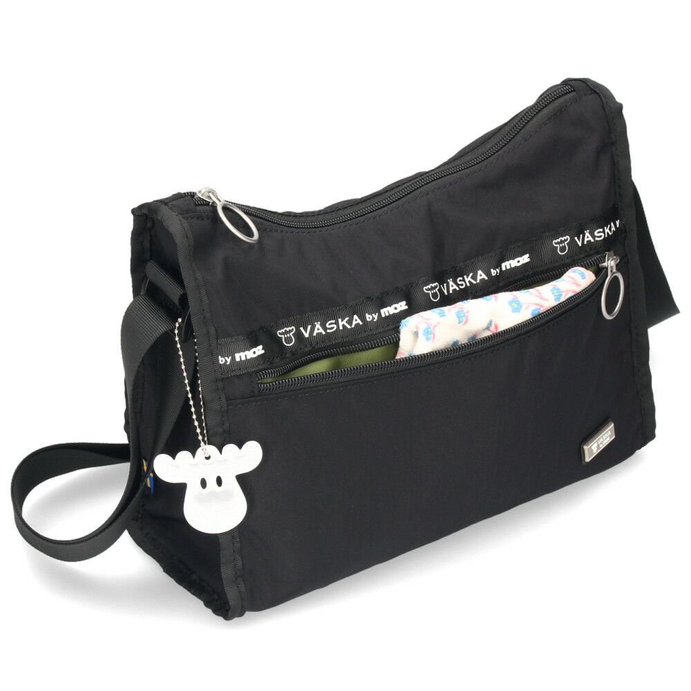 VASKA by moz モズ ショルダーバッグ レディース バッグ 斜め掛け 軽量 ナイロン 撥水 ファスナー付き 小さめ 黒 VZNS-01 ヴェスカバイモズ