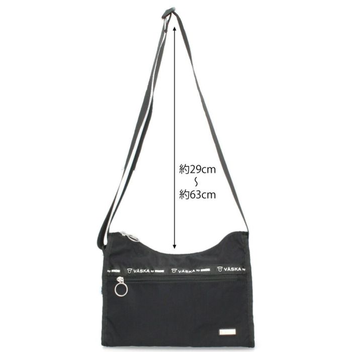 VASKA by moz モズ ショルダーバッグ レディース バッグ 斜め掛け 軽量 ナイロン 撥水 ファスナー付き 小さめ 黒 VZNS-01 ヴェスカバイモズ