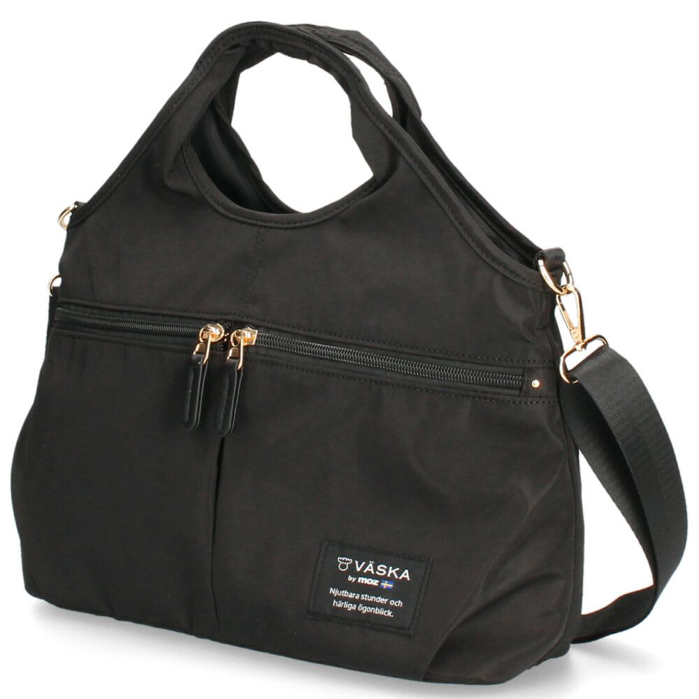 VASKA by moz モズ バッグ ショルダー トートバッグ レディース 2way 斜め掛け 軽量 A5 ファスナー付き 撥水 黒 VZPS-02 ヴェスカバイモズ
