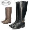 ブーツ ジョッキーブーツ ロングブーツ ローヒール ファスナー付き ブラック 黒 ベージュ4611 マアル maaRu
