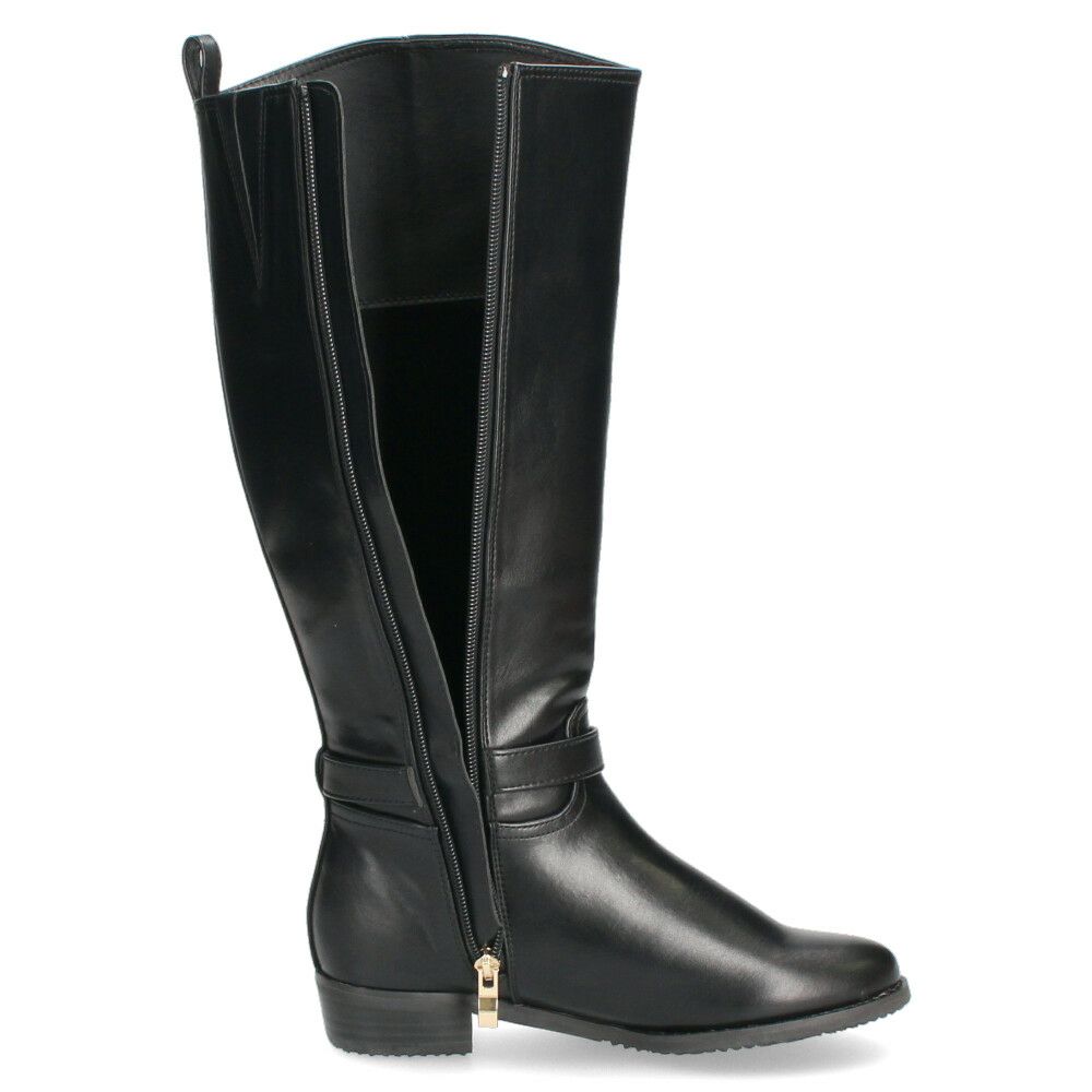 ブーツ ジョッキーブーツ ロングブーツ ローヒール ファスナー付き ブラック 黒 ベージュ4611 マアル maaRu