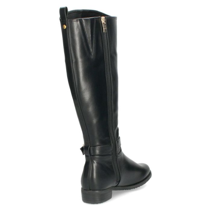 ブーツ ジョッキーブーツ ロングブーツ ローヒール ファスナー付き ブラック 黒 ベージュ4611 マアル maaRu