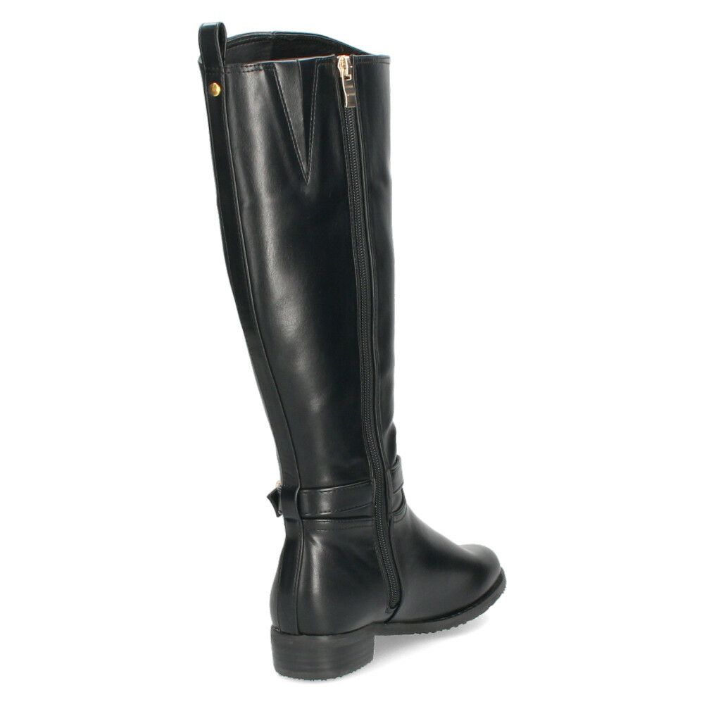 ブーツ ジョッキーブーツ ロングブーツ ローヒール ファスナー付き ブラック 黒 ベージュ4611 マアル maaRu