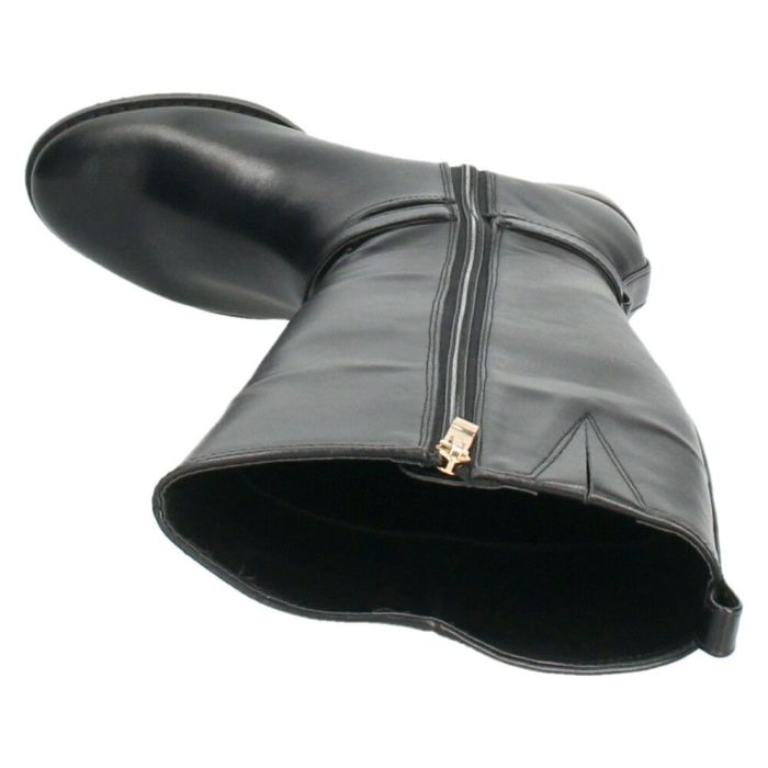 ブーツ ジョッキーブーツ ロングブーツ ローヒール ファスナー付き ブラック 黒 ベージュ4611 マアル maaRu