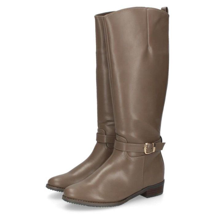 ブーツ ジョッキーブーツ ロングブーツ ローヒール ファスナー付き ブラック 黒 ベージュ4611 マアル maaRu