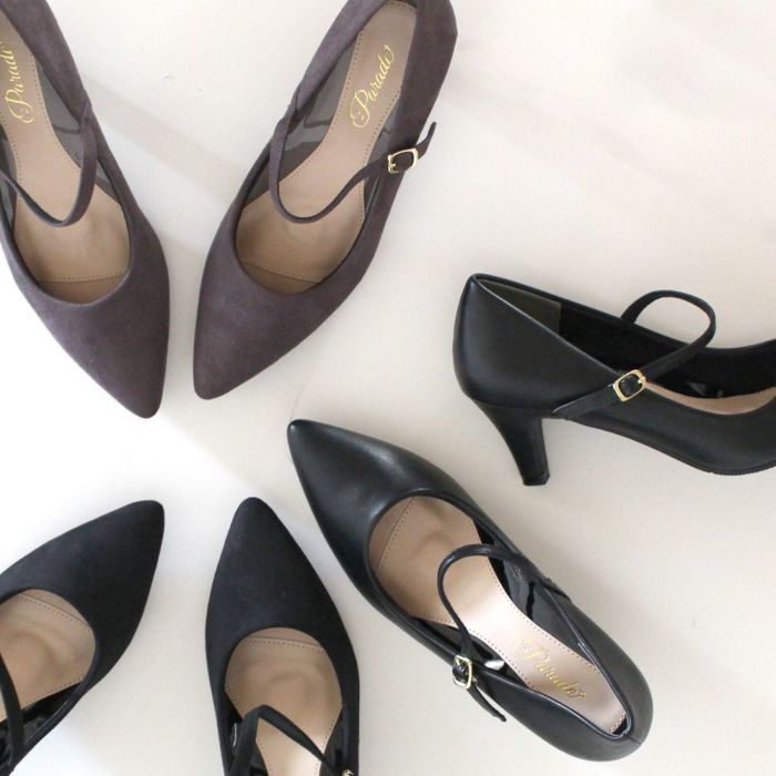 パンプス 結婚式 太ヒール ワンストラップ 痛くない 柔らかい 黒 二次会 パーティ ビジネス 仕事 ミドルヒール 6cm 6センチヒール 19035 極ふわっ Parede レディース