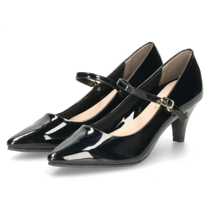 パンプス 結婚式 太ヒール ワンストラップ 痛くない 柔らかい 黒 二次会 パーティ ビジネス 仕事 ミドルヒール 6cm 6センチヒール 19035 極ふわっ Parede レディース