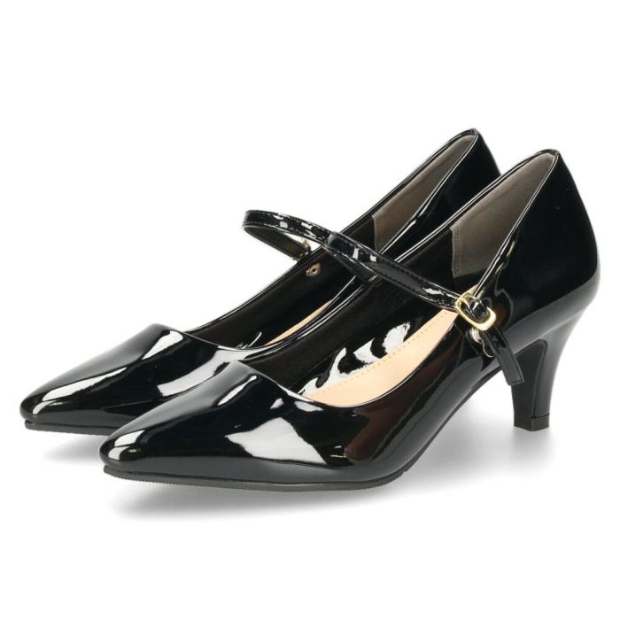 パンプス 結婚式 太ヒール ワンストラップ 痛くない 柔らかい 黒 二次会 パーティ ビジネス 仕事 ミドルヒール 6cm 6センチヒール 19035 極ふわっ Parede レディース